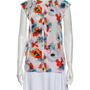 Rebecca Taylor Silk "Floral Press" Blouse